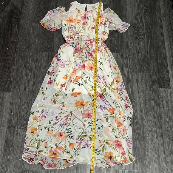 Calvin Klein White and Orange Ruffled Tiered Maxi Dress - Picture 9 of 11